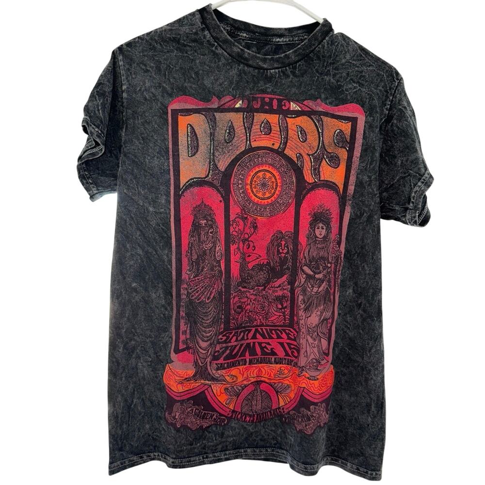 THE DOORS June 15 1968 Black Acid Wash Tee, Size Small New without Tag
